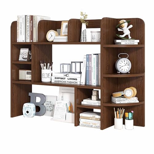 SRDCAIM Eckschreibtisch-Aufsatz fürs Studentenwohnheim Bücherregal-Organizer Freistehendes Schreibtischregal für Homeoffice, Arbeitszimmer und Wohnzimmer(Brown) von SRDCAIM