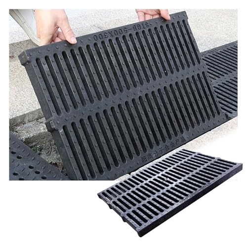 SRDCAIM Entwässerungsrinne Abflussgitter aus Harz für Einfahrten, rutschfeste Dachrinnenabdeckung, Bodenkanal-Abflussabdeckung für Garage, Garten, Innenhof und Wasserabfluss im Freien(50x35x5cm) von SRDCAIM