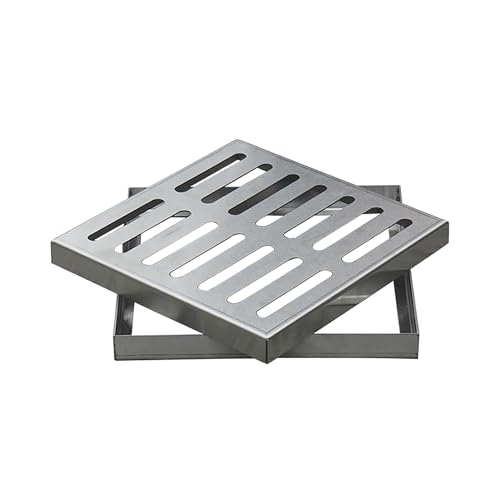 SRDCAIM Entwässerungsrinne Einfahrtsablauf und Roste, Robustes, professionelles Rinnenablauf-Set Hochleistungs-Garagenbodenablauf/Duschablauf(30x30x2cm/11.8x11.8x0.8in) von SRDCAIM