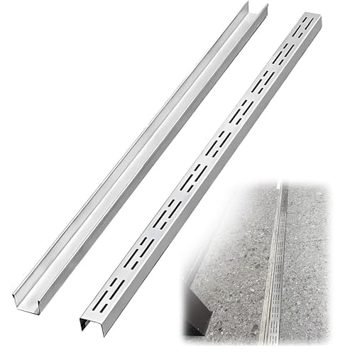 SRDCAIM Entwässerungsrinne schmal Edelstahl-Ablaufrinne für den Außenbereich Einbau-Garage-Bodenablauf Entwässerungsrinne für Garten/Hof/Gehweg(3.5x3x100cm/1.4x1.2x39.4in) von SRDCAIM