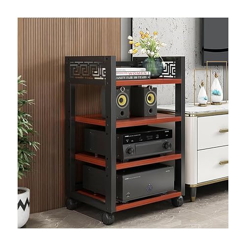 SRDCAIM HiFi Rack AV-Medienständer, Komponentenschrank, Eckregal, moderner Medienaufbewahrungsschrank für Wohn-, Gaming- und Aufnahmeräume(Brown,88cm/34.6in) von SRDCAIM