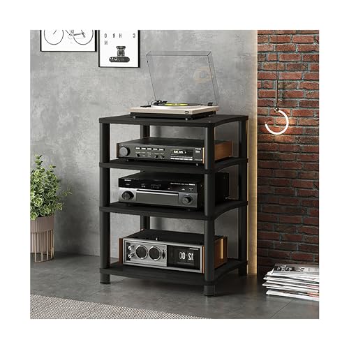 SRDCAIM HiFi Rack AV-Medienständer, Stereo-Rack, Audio-Tower, Plattenspieler-Ständer, Entertainment-Center für Wohnzimmer, Aufnahmeraum, Büro, Theater(Nero,88cm/34.6in) von SRDCAIM