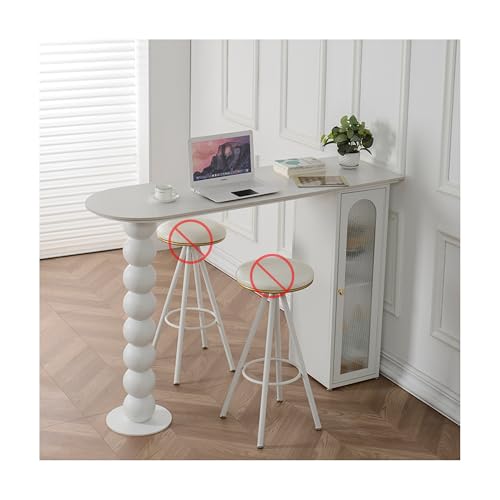SRDCAIM Moderner Bartisch Stehtisch Outdoor mit Aufbewahrungsschrank und gesinterter Steinplatte, Schmale, halbrunde hohe Theke für Küche, Konsole, Wohnung oder Café(100cm/39.4in) von SRDCAIM