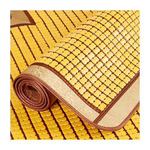 SRDCAIM Sommer-Bambus-Schlafmatte, sommerschlafmatte Glatte Mahjong-Bambusmatte, Sommer-Kühlauflage, atmungsaktive, Faltbare Klimamatte, Doppelmatratzen-Kühlauflage(Gold,120x200cm/47x79in) von SRDCAIM