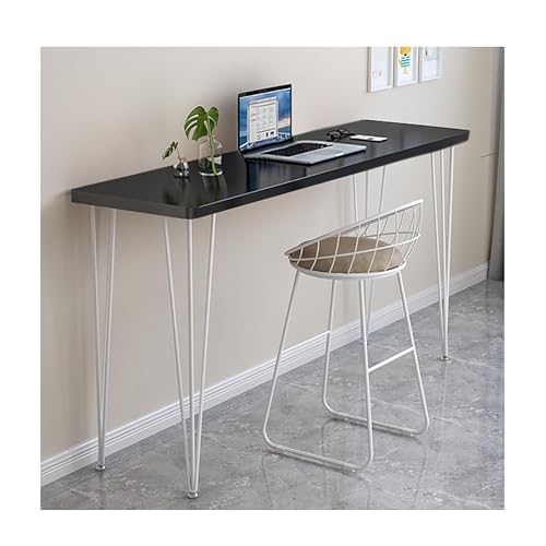 SRDCAIM Stehtisch mit Metallbeinen, Outdoor bar, bartisch gartenbar küchentheke schmaler Tisch für Küche, Wohnung, Café – Hocker Nicht im Lieferumfang enthalten(Black White,140cm/55.1in) von SRDCAIM