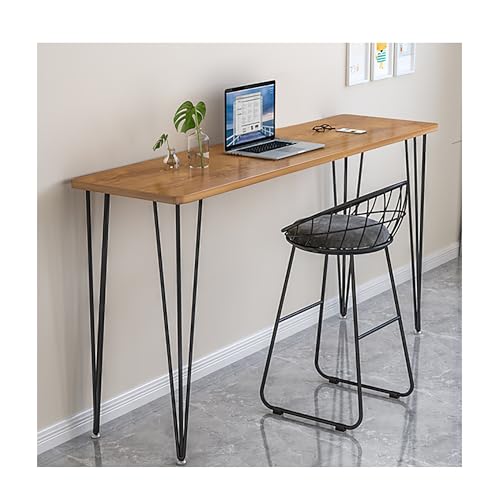 SRDCAIM Stehtisch mit Metallbeinen, Outdoor bar, bartisch gartenbar küchentheke schmaler Tisch für Küche, Wohnung, Café – Hocker Nicht im Lieferumfang enthalten(Brown Black,160cm/63in) von SRDCAIM
