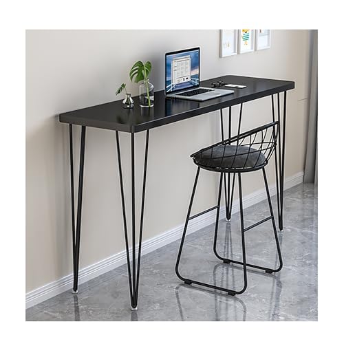 SRDCAIM Stehtisch mit Metallbeinen, Outdoor bar, bartisch gartenbar küchentheke schmaler Tisch für Küche, Wohnung, Café – Hocker Nicht im Lieferumfang enthalten(Nero,140cm/55.1in) von SRDCAIM