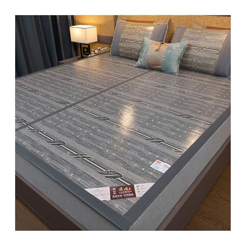 Sommer-Schlafmatte – sommerschlafmatte Wendbares Sommer-Kühl-Topper-Pad aus Bambus und Eisseide, faltbare doppelseitige Rattan-Kühlmatte für Betten, für den Heimschulschlafsaal(150x195cm/59x77in) von SRDCAIM
