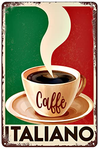 Vintage Metallschilder Italienischer Kaffee Blechschild Italiano Caffe Italien Flagge Hintergrund Poster Wandkunst Dekor Plakette für Zuhause, Küche, Bar, Pub, Café, Club, Büro, Geschäft, Restaurant, Vintage Metallschilder Italienischer Kaffee Blechschild Italiano Caffe Italien Flagge Hintergrund Poster Wandkunst Dekor Plakette für Zuhause, Küche, Bar, Pub, Café, Club, Büro, Geschäft, Restaurant, von SREELEATHERS
