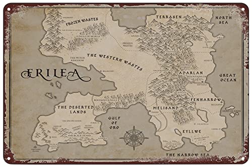 Vintage Metallschilder – Thron of Glass Erilea Karte Blechschild Poster Wandkunst Dekor Plakette für Zuhause Bar Pub Club Cafe 20,3 x 30,5 cm von SREELEATHERS