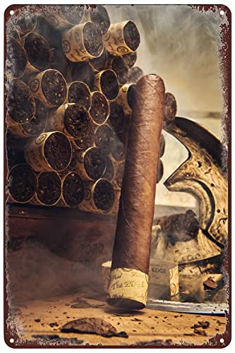 SREELEATHERS Metallschild Zigarre Wandkunst Dekor Plakette für Zuhause Bar Pub Club Lounge Garage Wohnzimmer Man Cave 30,5 x 20,3 cm von SREELEATHERS