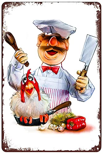 Vintage-Metallschilder schwedischer Koch Blechschild Lustiges Huhn Poster Wandkunst Dekor Plakette für Zuhause Küche Bar Pub Club Cafe Wohnzimmer Restaurant Geschäft Büro Geschenk 20,3 x 30,5 cm Vintage-Metallschilder schwedischer Koch Blechschild Lustiges Huhn Poster Wandkunst Dekor Plakette für Zuhause Küche Bar Pub Club Cafe Wohnzimmer Restaurant Geschäft Büro Geschenk 20,3 x 30,5 cm von SREELEATHERS