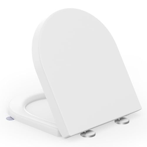 SREWOHS PRO Toilettendeckel mit Absenkautomatik, WC Sitz D Form, Absenkbarer Klodeckel, Toilet Seat Cover, Klobrille Duroplast, Weiss, WC Sitz mit Befestigung von Oben, inkl. Installationsschablone SREWOHS PRO Toilettendeckel mit Absenkautomatik, WC Sitz D Form, Absenkbarer Klodeckel, Toilet Seat Cover, Klobrille Duroplast, Weiss, WC Sitz mit Befestigung von Oben, inkl. Installationsschablone von SREWOHS PRO