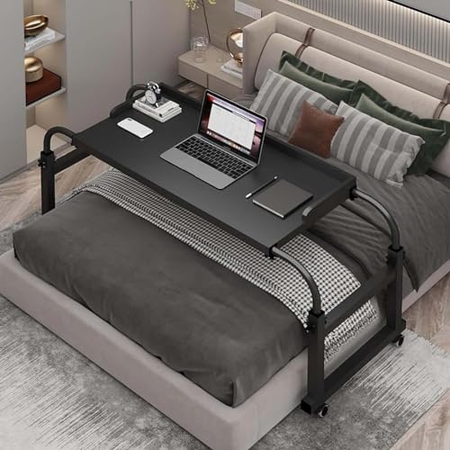 SRHIMEOS Bett beistelltisch, Laptoptisch Mit Rollen, Mobiler Computertisch, Überbetttisch höhenverstellbar für Zuhause Und Schlafzimmer von SRHIMEOS