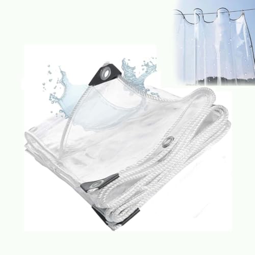 SRHIMEOS Plane Transparent mit Ösen 0.5x1.5m, PVC wasserdichte Transparente Abdeckplane, UV-stabil & Reißfest, Mehrzweck wasserdicht Zeltplane, Schutzplane, für Outdoor Gartenmöbel von SRHIMEOS