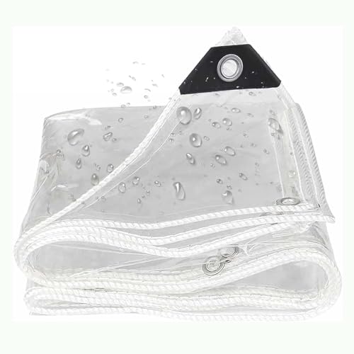 SRHIMEOS Wasserdichtes Transparent PVC Plane mit Ösen 2.2x2.5m, Klare Wetterfeste Abdeckplane, 0.35mm, Schutzplane Durchsichtig, UV-stabil & Reißfest, für Gartenmöbel Pool von SRHIMEOS