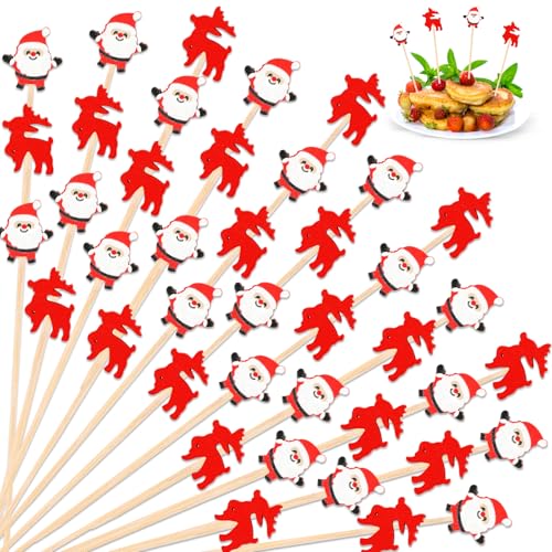SRIZIAN 100 Stück Cocktailspieße, 5.1Inch Weihnachten Obstspieße Bambus Cocktail Picks Cocktail Sticks für Obst, Cocktail, Vorspeisen, Getränke Party Dekoration SRIZIAN 100 Stück Cocktailspieße, 5.1Inch Weihnachten Obstspieße Bambus Cocktail Picks Cocktail Sticks für Obst, Cocktail, Vorspeisen, Getränke Party Dekoration von SRIZIAN