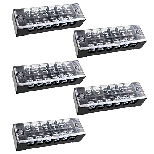 SRJQXH 5 Stück 6 Bit Schraubklemmenleiste Set, 600V 15A Zweireihige Schraubklemmen, Vorisolierte Terminal Barrier Strip mit Schutzhülle, für Haushaltsgeräte, Elektronische Schaltung SRJQXH 5 Stück 6 Bit Schraubklemmenleiste Set, 600V 15A Zweireihige Schraubklemmen, Vorisolierte Terminal Barrier Strip mit Schutzhülle, für Haushaltsgeräte, Elektronische Schaltung von SRJQXH