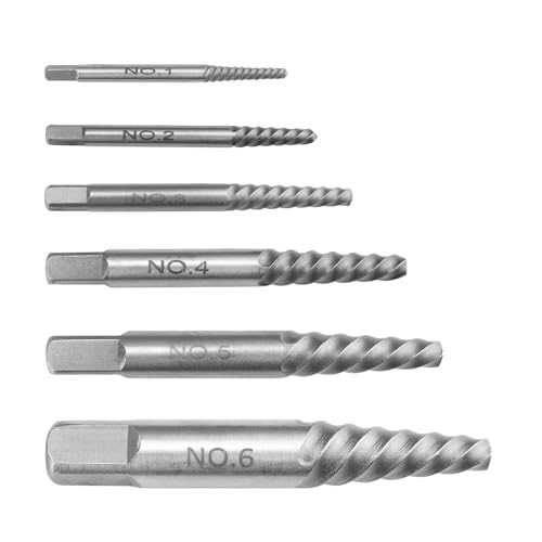 SRJQXH Schrauben Ausdreher Set 6-teilig – Linksausdreher Set, Robuster Screw Extractor aus Kohlenstoffstahl, für beschädigte Oder Festsitzende Schrauben 4–25 mm SRJQXH Schrauben Ausdreher Set 6-teilig – Linksausdreher Set, Robuster Screw Extractor aus Kohlenstoffstahl, für beschädigte Oder Festsitzende Schrauben 4–25 mm von SRJQXH