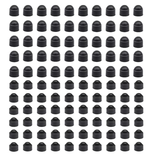 SRJQXH Sechseckige Schraubenabdeckung Schwarz, 100 Stück M5 und M6 Schraubenkappen, M5 x 8 mm und M6 x 10 mm, Alterungsbeständig, UV-Beständig Schrauben Abdeckkappen, für Sechseckschrauben von SRJQXH