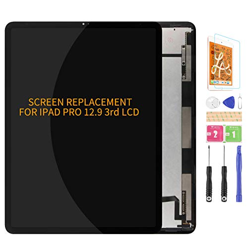 Für iPad Pro 12.9 2018 3rd Screen Replacement A2014 A1895 A1876 LCD Display Touch Digitizer Panel Sensor Glas Lens Kits (Fog Black) von SRJTEK