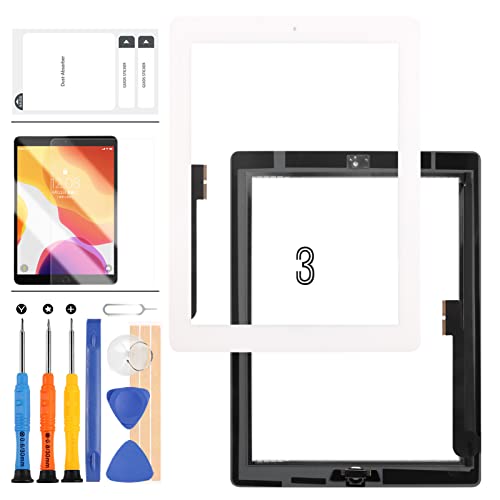 SRJTEK -Touchscreen für iPad 3 3. Generation A1416 A1403 A1430 Digitizer Sensor Glas Panel Montage Teile Kits inklusive Home Button (weiÃŸ) von SRJTEK