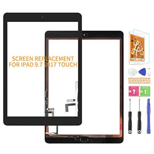 Für iPad 9.7 2017 A1822 A1823 Touchscreen-Digitizer-Glas, Ersatzteil, für iPad 5 / Air 1. Touch-Display-Panel-Reparatur-Set, mit gehärtetem Glas + Werkzeug (nicht LCD, ohne Home-Taste) (B) Fehler) von SRJTEK