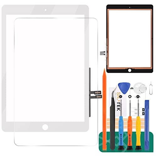Touchscreen-Digitizer für iPad 9.7 2018 A1893 A1954, Touchscreen-Digitizer-Glas, für iPad 6 A1893 A1954, Set mit gehärtetem Glas + Werkzeug (nicht LCD, ohne Home-Taste) (weiß) von SRJTEK