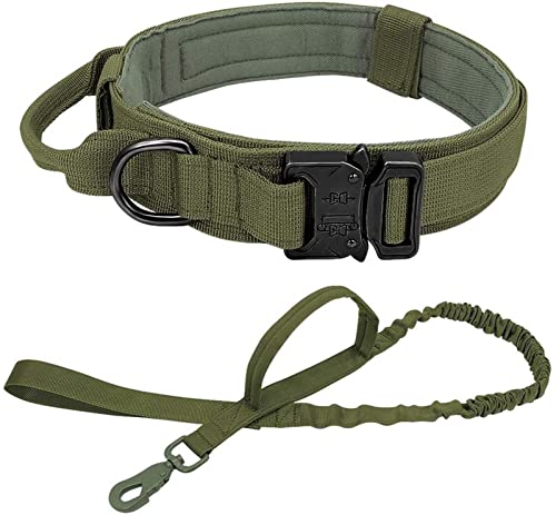 SRKATI Hundeleine Militärische Taktische Hundehalsbandleine Mittelgroße Hundehalsbandleine für Deutschen Schäferhund Schleppleine für Hunde(Green,L) von SRKATI