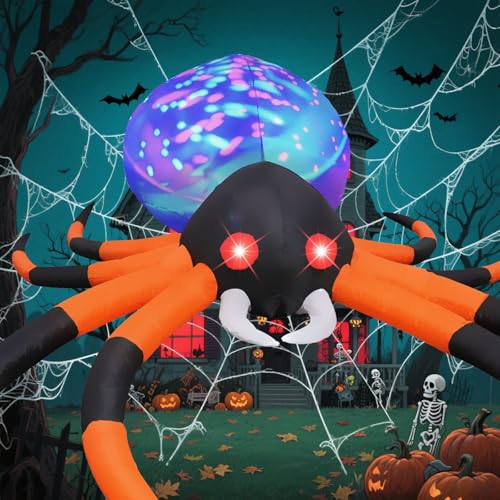 SRKLH Aufblasbare Halloween-Spinne mit 7 farbwechselnden LED-Lichtern, aufblasbares Spielzeug mit rotierenden Lichtern, aufblasbare Dekorationen für den Außenbereich, Hof, Garten, Rasen SRKLH Aufblasbare Halloween-Spinne mit 7 farbwechselnden LED-Lichtern, aufblasbares Spielzeug mit rotierenden Lichtern, aufblasbare Dekorationen für den Außenbereich, Hof, Garten, Rasen von SRKLH