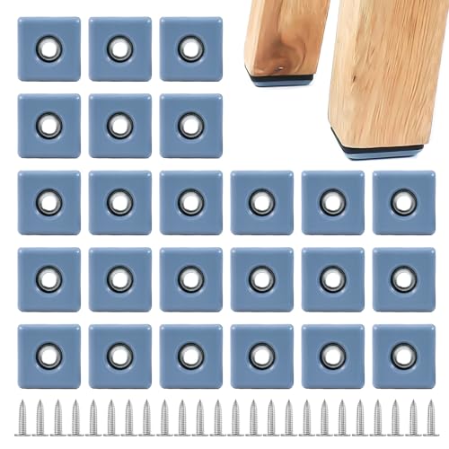 SRLWMYI 24 Stück Teflongleiter Schrauben Möbelgleiter Teflon Möbelgleiter 25x25mm Quadrat Möbelschieber Stuhlgleiter mit Edelstahlschrauben Gleiter für Möbel, Sessel und Stuhlbeine von SRLWMYI