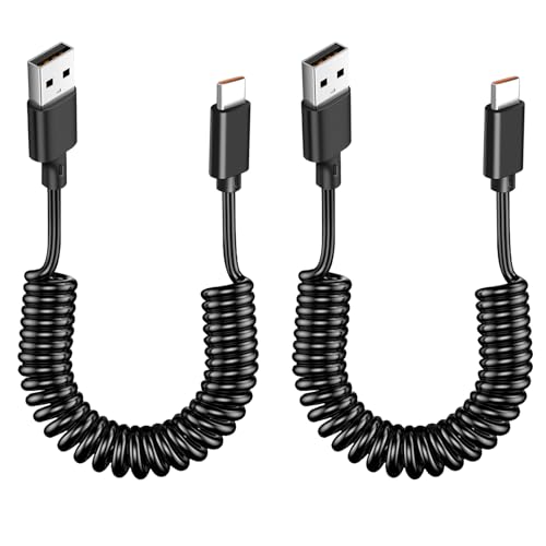 USB TypC Kabel Coiled Cable Usb C Zweierpack Ausziehbares Spiralkabel TypeC auf USB Verlängerungskabel Datenübertragung USBC Spiralkabel für Mobiltelefone Tablets Computer Viele Weitere Geräte von SRLWMYI
