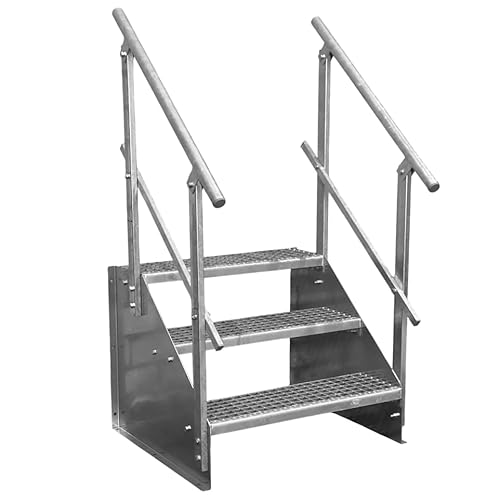3 Stufen Standtreppe Stahltreppe freistehend Breite 70cm Höhe 63cm verzinkt beidseitiges Geländer 3 Stufen Standtreppe Stahltreppe freistehend Breite 70cm Höhe 63cm verzinkt beidseitiges Geländer von SRM-Design