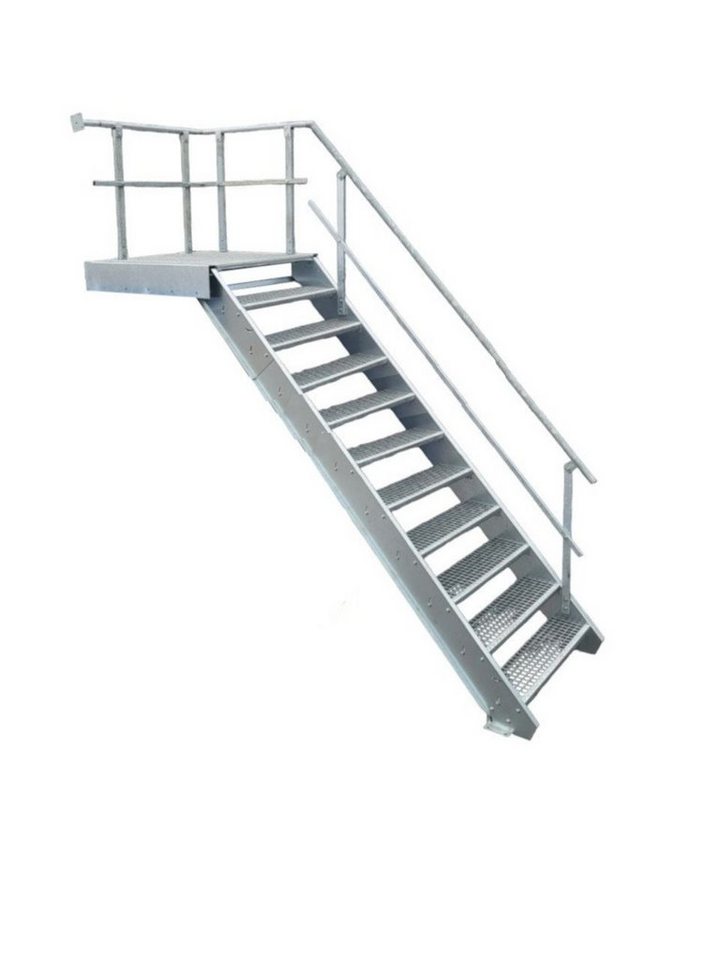 SRM Design Außentreppe 10 Stufen + Podesttreppe Geländer rechts breite 100cm höhe 165-220cm von SRM Design