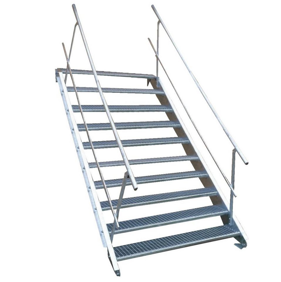 SRM Design Außentreppe 10 Stufen Stahltreppe beidseitig. Geländer Breite 80cm Höhe 150-200cm von SRM Design