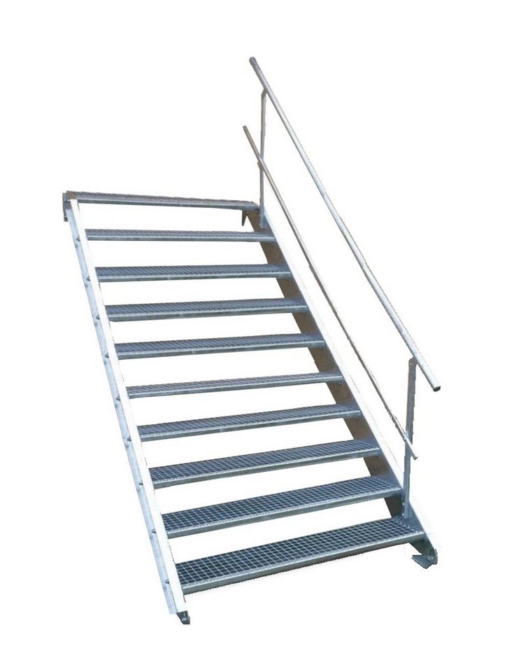 SRM Design Außentreppe »10 Stufen Stahltreppe Geländer einseitig Breite 110cm Höhe 150-200cm« von SRM Design
