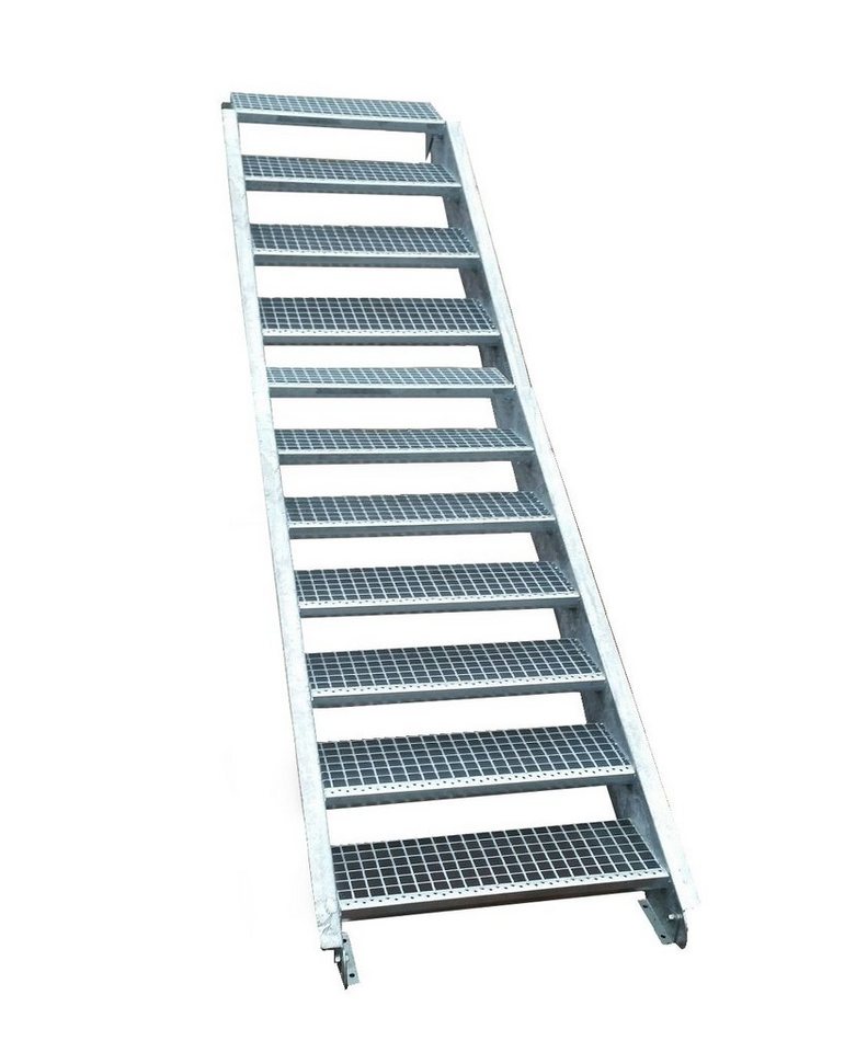 SRM Design Außentreppe 11 Stufen Stahltreppe B. 80 cm H. 165 - 220 cm von SRM Design