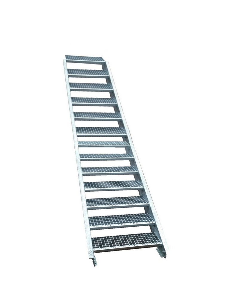 SRM Design Außentreppe 13 Stufen Stahltreppe Breite 60 cm Geschosshöhe 195-260cm inkl Zubehör von SRM Design