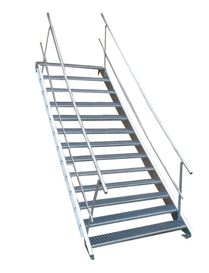 SRM Design Außentreppe 13 Stufen Stahltreppe beidseitig. Geländer Breite 110cm Höhe 195-260cm von SRM Design