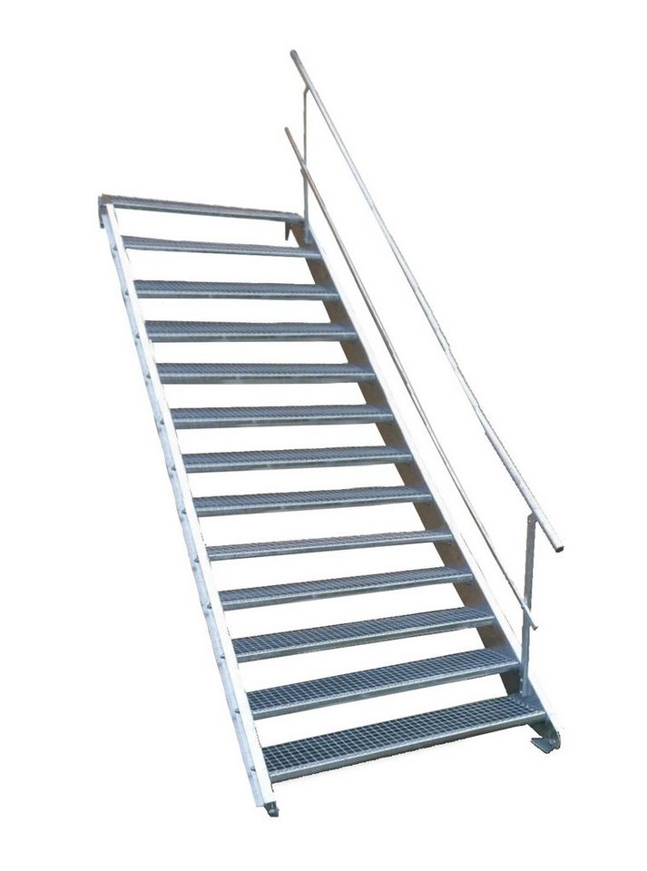 SRM Design Außentreppe 13 Stufen Stahltreppe einseitig. Geländer Breite 150 cm Höhe 195-260cm von SRM Design