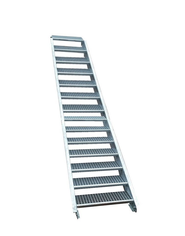 SRM Design Außentreppe 14 Stufen Stahltreppe Breite 130cm Geschosshöhe 210-280cm inkl Zubehör von SRM Design