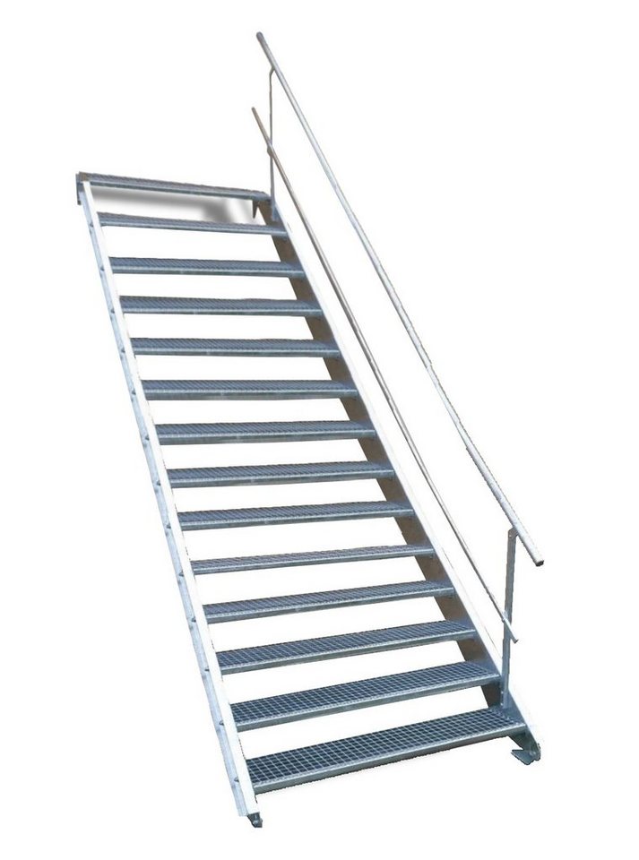 SRM Design Außentreppe 14 Stufen Stahltreppe einseitig. Geländer Breite 110 cm Höhe 210-280cm von SRM Design