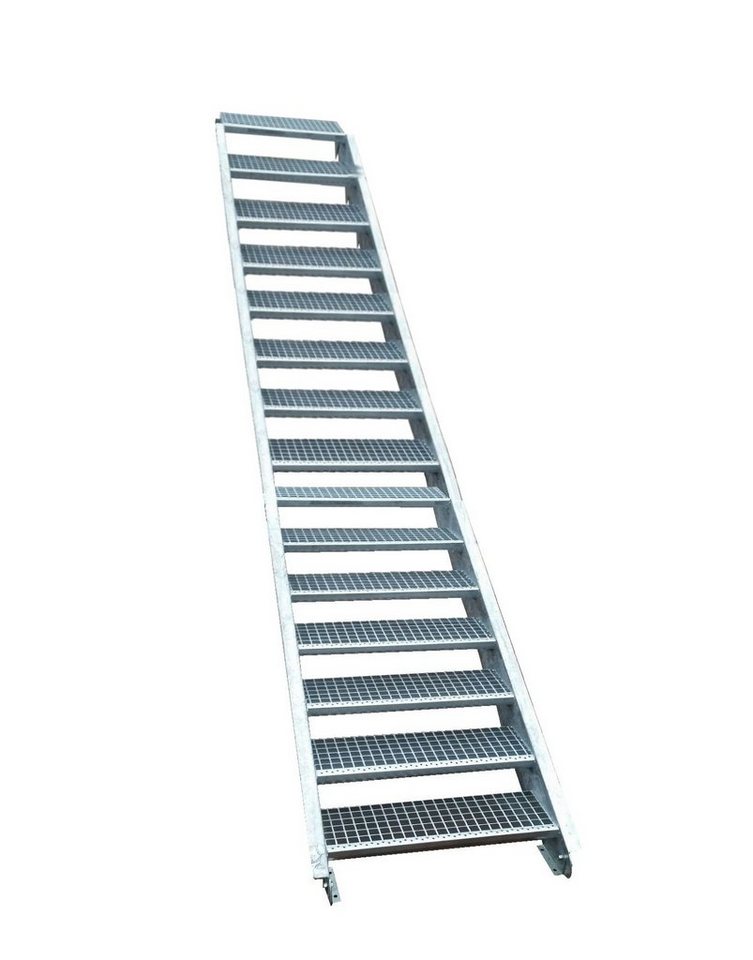 SRM Design Außentreppe 15 Stufen Stahltreppe Breite 120cm Geschosshöhe 250-320cm inkl Zubehör von SRM Design