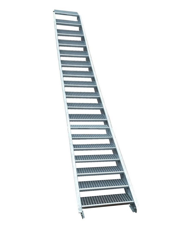 SRM Design Außentreppe 17 Stufen Stahltreppe Breite 100cm Geschosshöhe 282-350cm inkl Zubehör von SRM Design