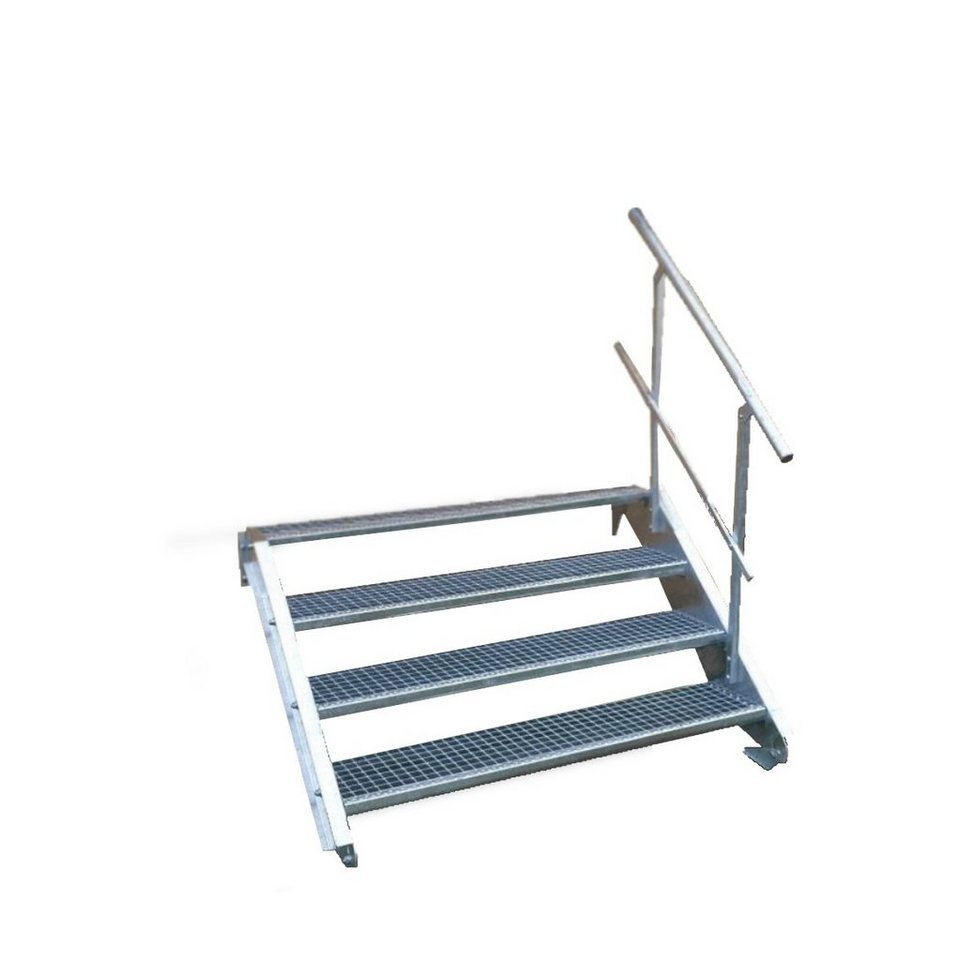 SRM Design Außentreppe 4 Stufen Stahltreppe einseitig. Geländer Breite 150 cm Höhe 55-85cm von SRM Design