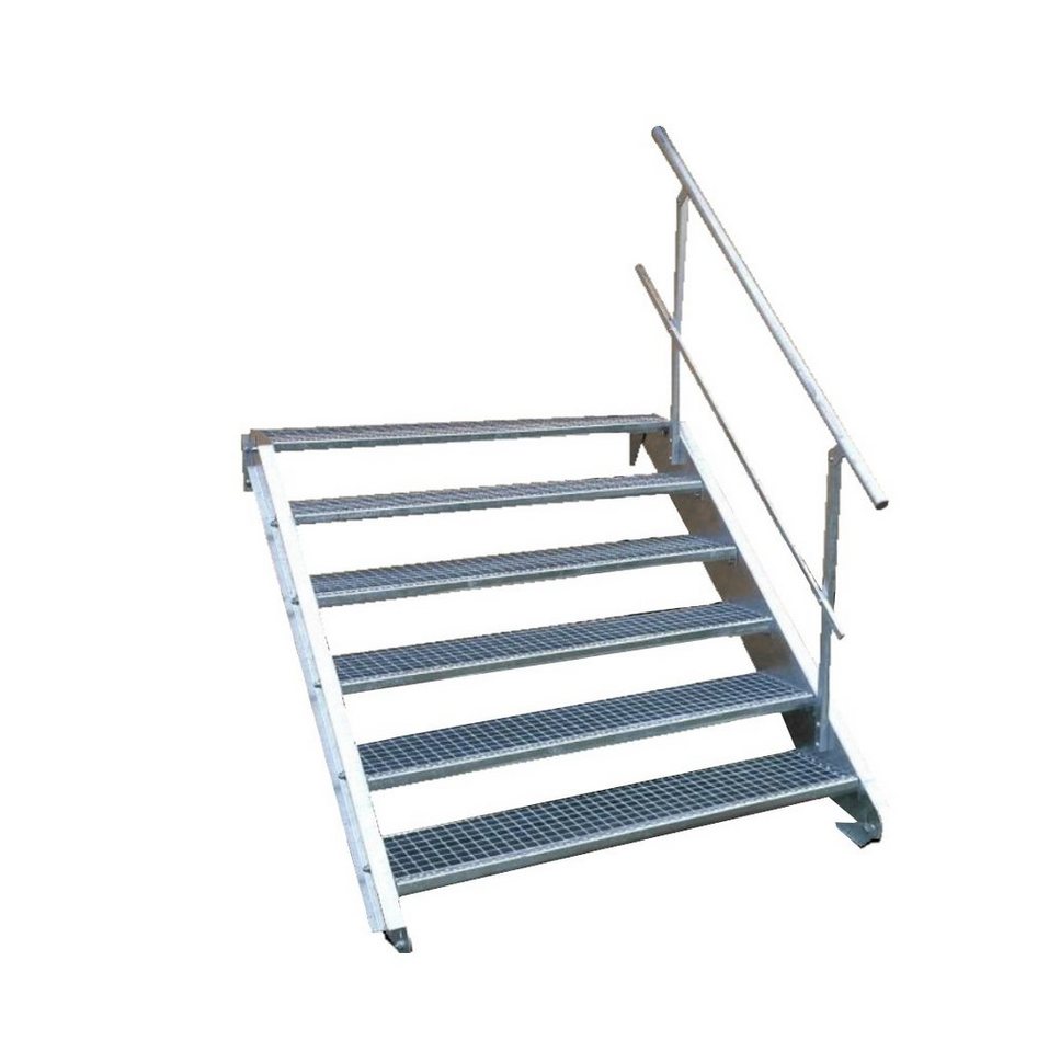 SRM Design Außentreppe 6 Stufen Stahltreppe einseitig. Geländer Breite 130 cm Höhe 90-120cm von SRM Design