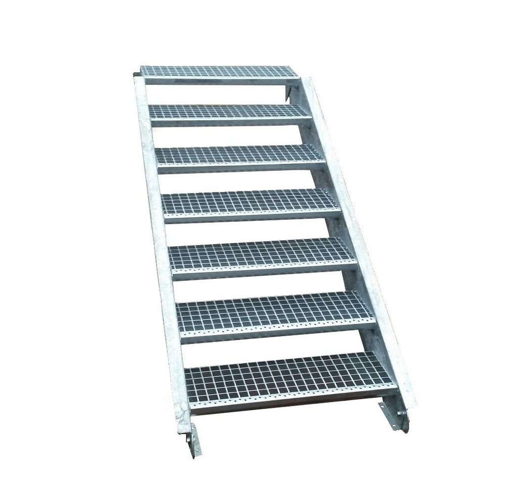 SRM Design Außentreppe 7 Stufen Stahltreppe Breite 130 cm Geschosshöhe 100-140cm inkl Zubehör von SRM Design