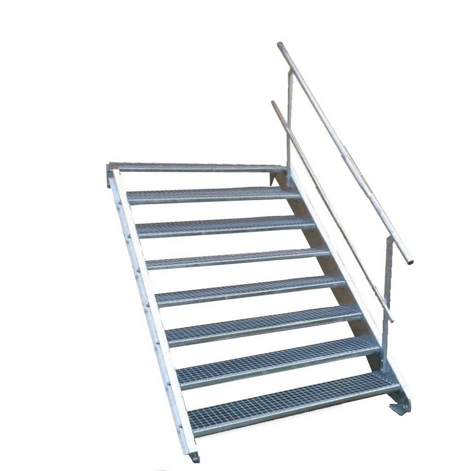 SRM Design Außentreppe 8 Stufen Stahltreppe einseitig. Geländer Breite 160 cm Höhe 120-160cm von SRM Design