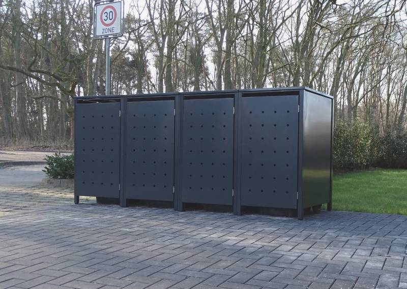 SRM Design Mülltonnenbox 4 Mülltonnenboxen Modell No.1 Anthrazit komplett RAL7016 für 120Liter von SRM Design