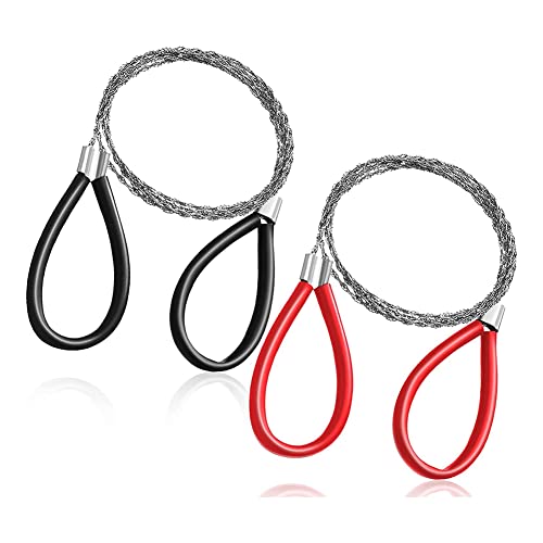SRMAN 2 PC PVC Rohr Kabelsäge Edelstahl Drahtsäge Hand Pocket String Seil Säge Notfall Survival Drahtsäge Schneidwerkzeug Rot + Schwarz und Stark von SRMAN
